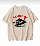 Lock In Baskılı Bej T-Shirt