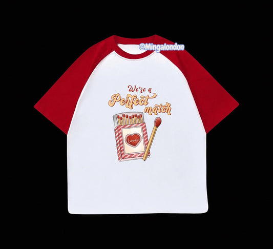 Kırmızı Reglan Kol Perfect Match Baskılı T-Shirt