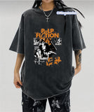 Yıkamalı Kumaş Pulp Fıctıon Baskılı Oversize T-Shirt