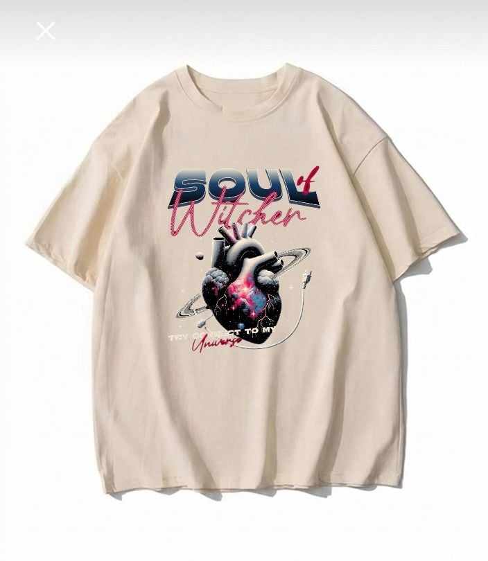 Soul Witcher Baskılı Bej T-Shirt
