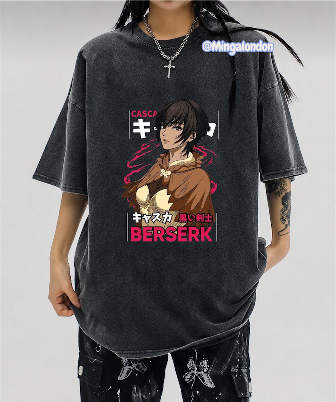 Yıkamalı Kumaş Berserk Baskılı Oversize T-Shirt