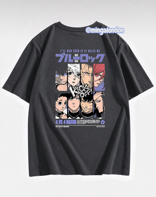 Kıck Off 4 vs 4 Match Sırt Baskılı Füme T-Shirt