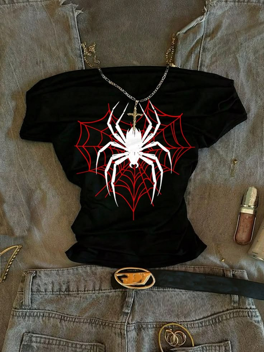 Spider Man Temalı Croptop Bluz