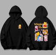 Siyah Winnie The Poah Ön-Sırt Baskılı Kapüşonlu Sweatshirt