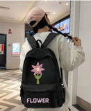 Siyah Flower Baskılı Okul,Dershane,Kurs Sırt Çantası