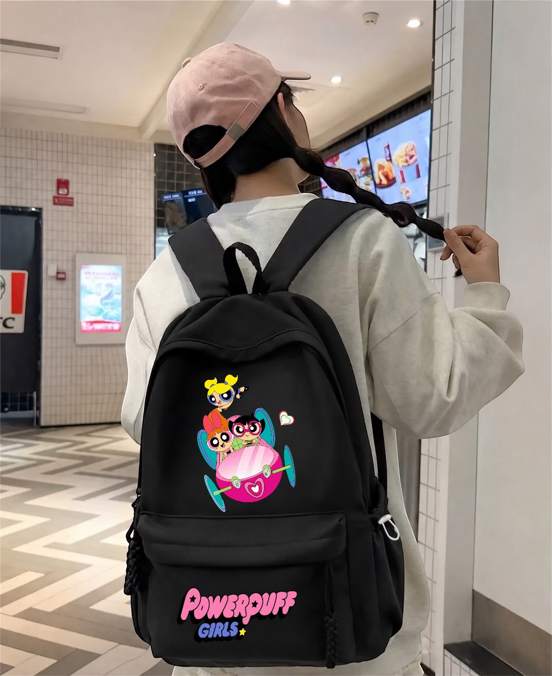 Siyah Powerpuff Girls Baskılı Okul,Dershane,Kurs Sırt Çantası