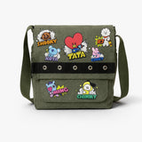 Haki BT21 Karakter Baskılı Yuvarlak Kuşgözü Postacı Çanta