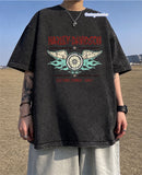 Yıkamalı Kumaş Harley Davidson Establıshed 1903 Baskılı Oversize T-Shirt