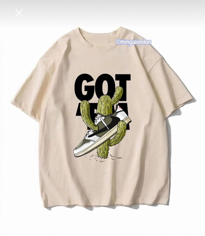 Got Kaktüs Baskılı Bej T-Shirt