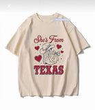 She's From Texas Baskılı Bej T-Shirt