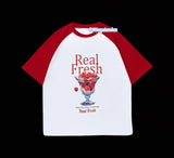 Kırmızı Reglan Kol Real Fresh Baskılı T-Shirt