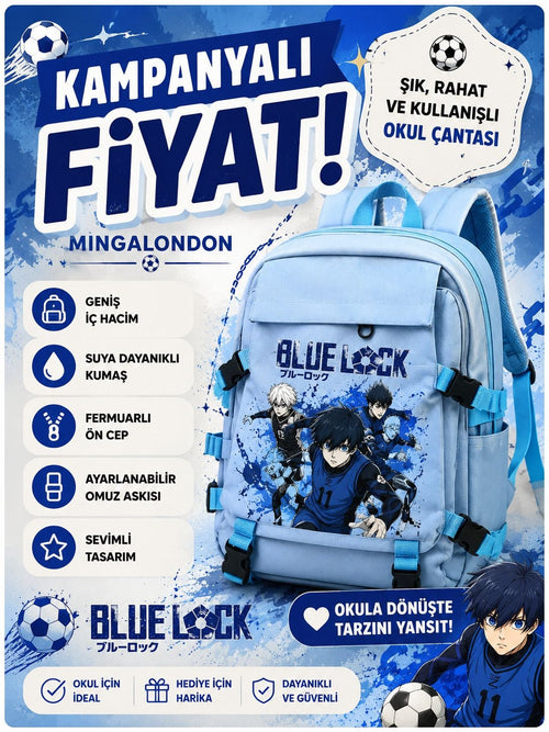 Color Bags  Okul Çantası - Mavi Blue Lock