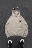 Gri Gotik Spider Sırt Baskılı Oversize Sweatshirt