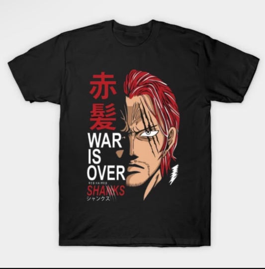 Siyah War Is Over Anime Baskılı Oversize T-Shirt