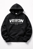 Siyah Vısıon Streerwear Baskılı Kanguru Cepli Kapüşonlu Oversize Sweatshirt
