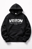 Siyah Vısıon Streerwear Baskılı Kanguru Cepli Kapüşonlu Oversize Sweatshirt