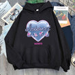 Siyah Kalp Internet Girl Katseye Baskılı Kapüşonlu Oversize Sweatshirt