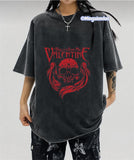 Yıkamalı Kumaş Bullet For My Valentıne Baskılı Oversize T-Shirt