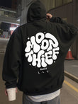 Siyah Moon Thief Sırt Baskılı Kapüşonlu Oversize Sweatshirt