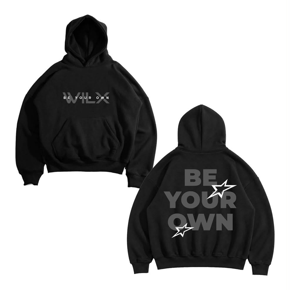 Siyah Be Your Own Sırt Baskılı Overisze Kapüşonlu Sweatshirt