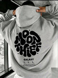 Gri Moon Thief Galakxy Sırt Baskılı Oversize Kapüşonlu Sweatshirt