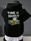Siyah Tıme Is Money Sırt Baskılı Oversiz Kapüşonlu Sweatshirt
