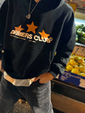 Siyah Drmers Club Baskılı Oversize Kapüşonlu Sweatshirt