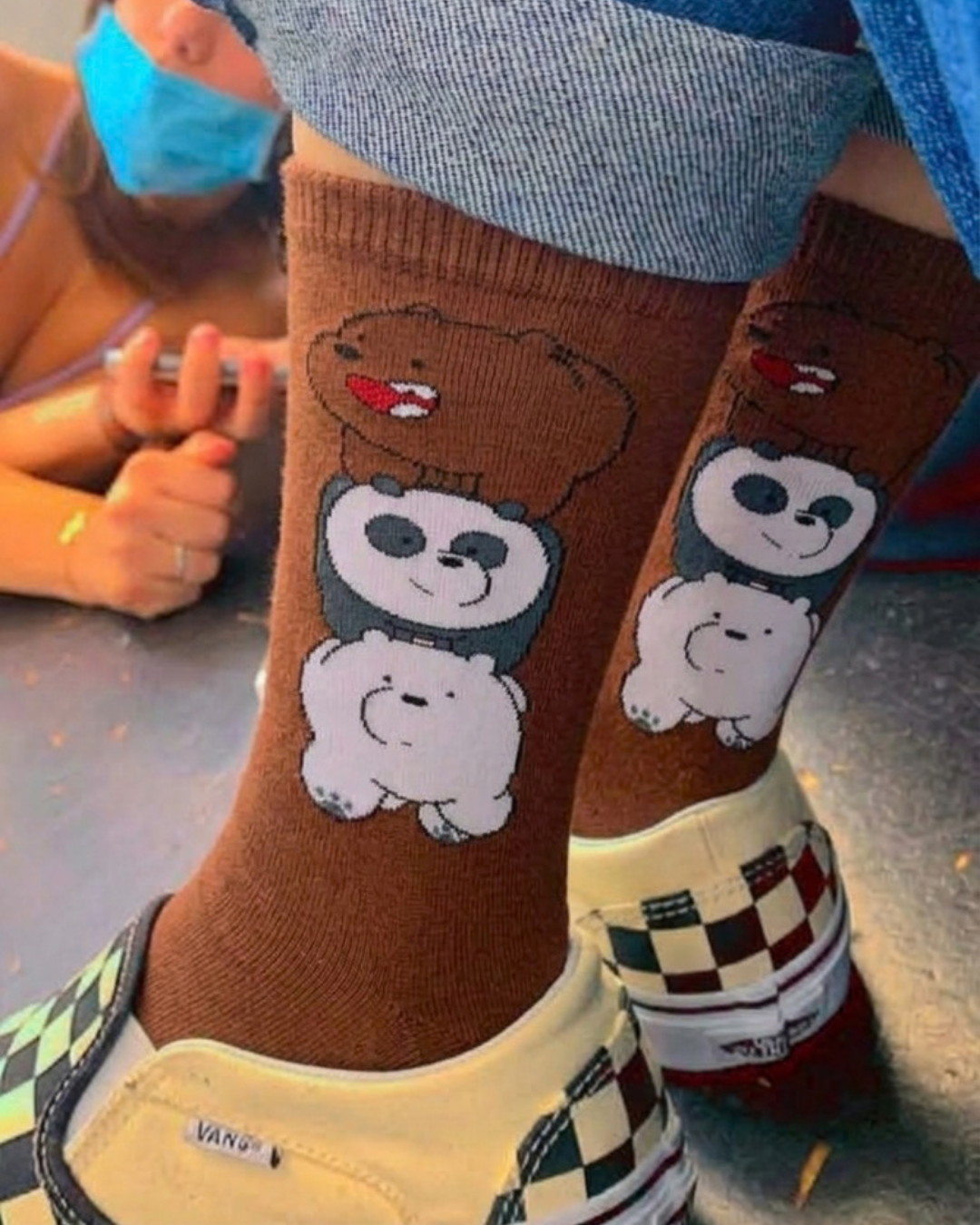 Cute Bear Tasarımlı Uzun Çorap