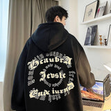 Siyah Gotik Font Sırt Baskılı Oversize Kapüşonlu Sweatshirt
