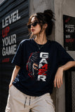 Siyah Gamer Baskılı Oversize T-Shirt