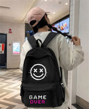 Siyah Game Over Baskılı Okul Dershane Kurs Sırt Çantası