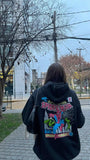 Siyah Amazing Spiderman&Hulk Baskılı Kapüşonlu Fermuarlı Sweatshirt