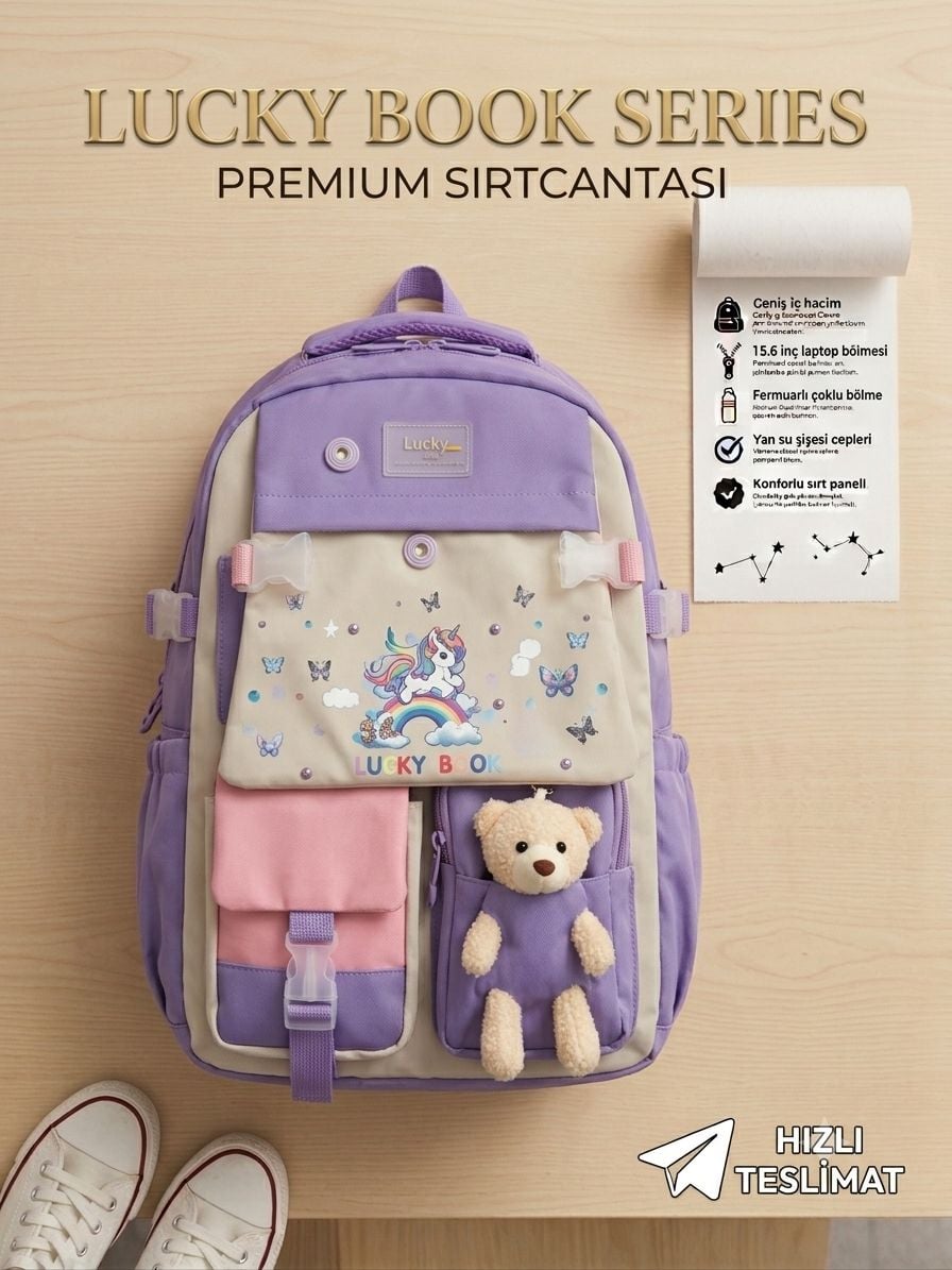 Lucky Book Serıes Premıum Unicorn Sırt Çantası