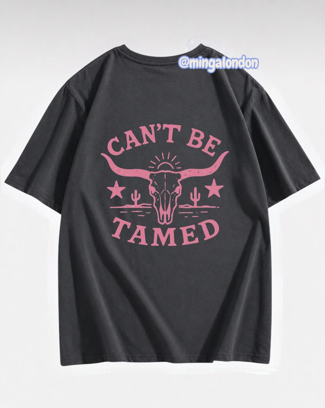 Can't Be Tamed Sırt Baskılı Füme T-Shirt