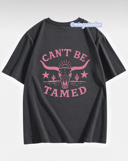 Can't Be Tamed Sırt Baskılı Füme T-Shirt