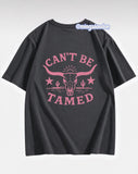 Can't Be Tamed Sırt Baskılı Füme T-Shirt