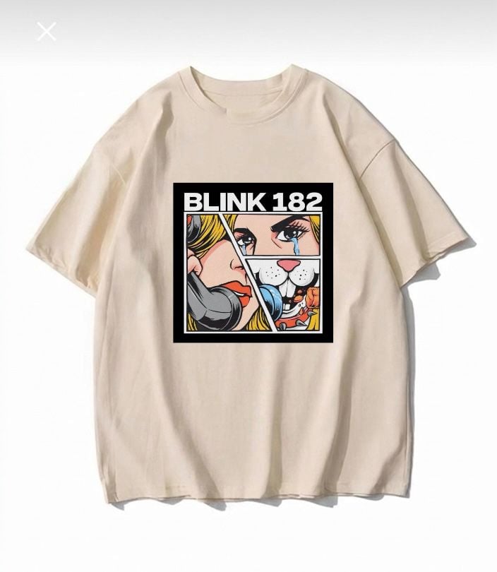 Blink 182 Baskılı Bej T-Shirt