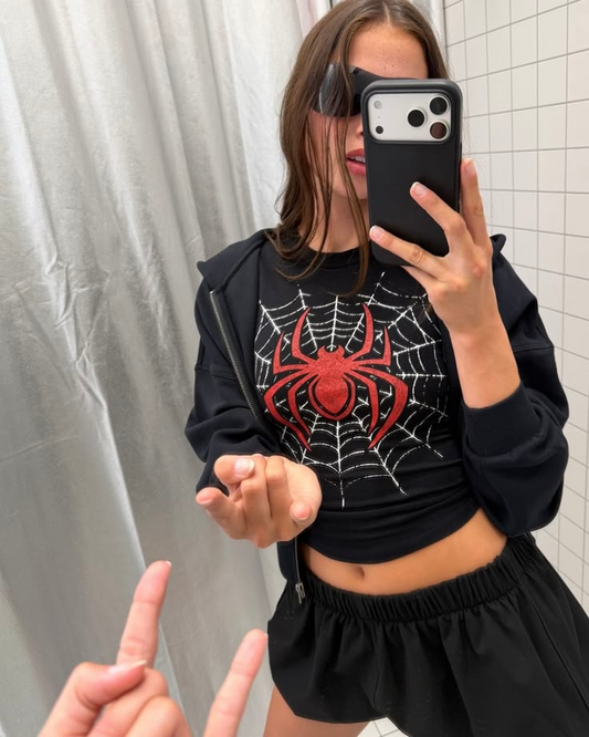 Spider Man Temalı Croptop Bluz