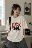 Beyaz Dark Cat Bakılı Oversize T-Shirt