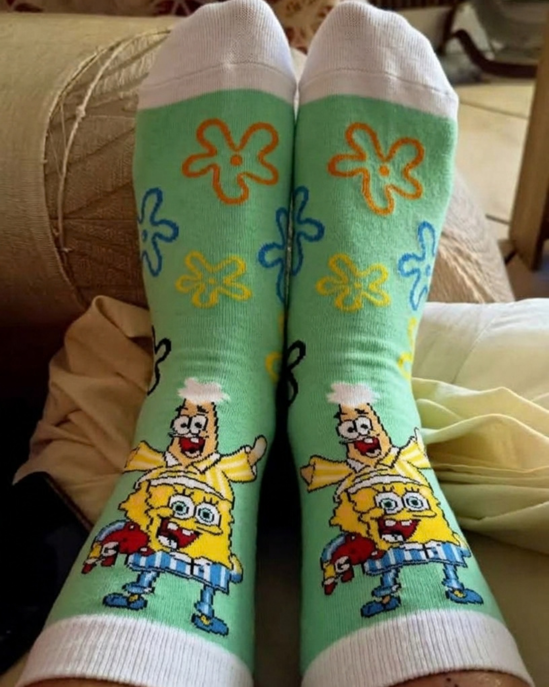Sponge Bob Tasarımlı Uzun Çorap