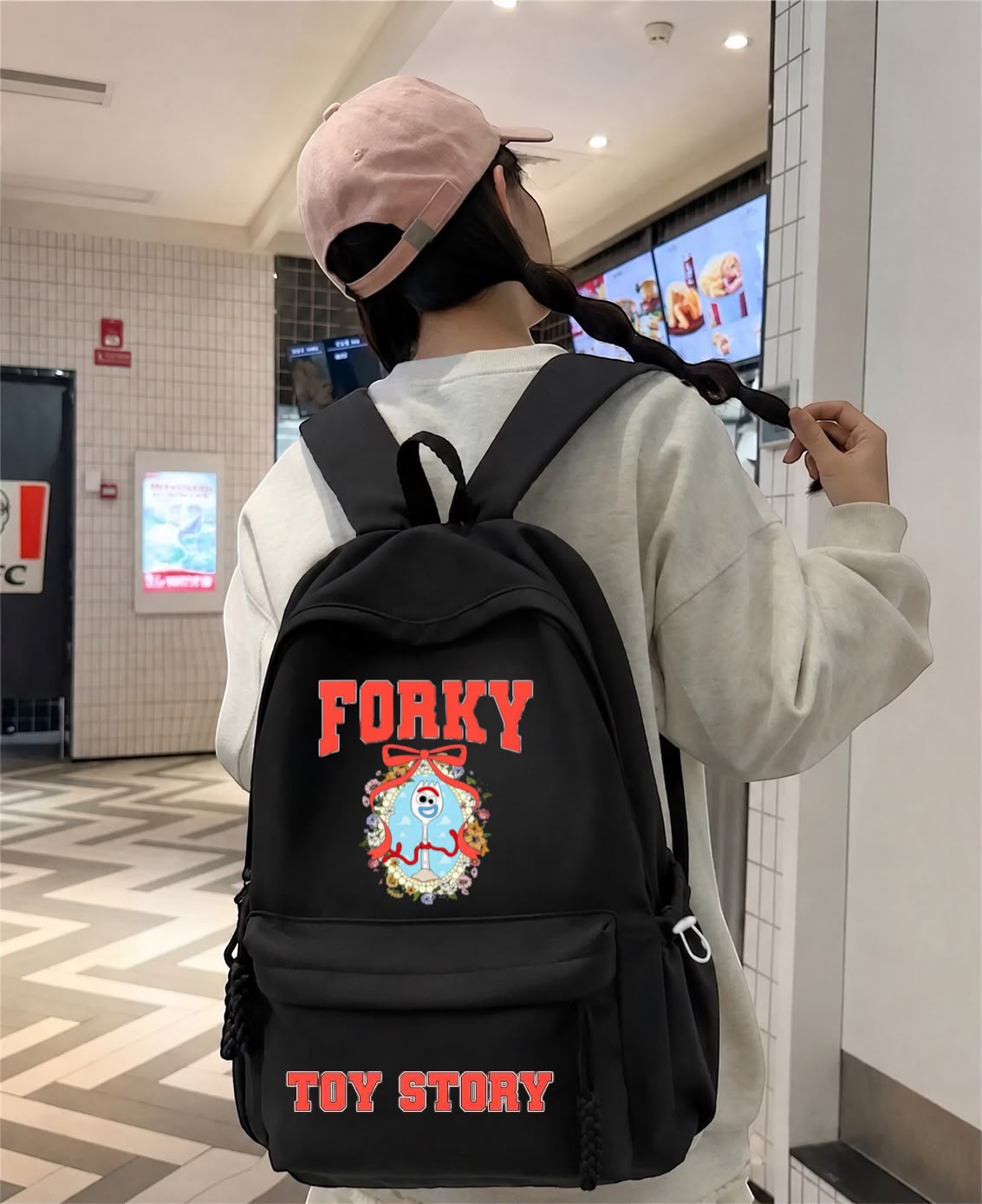 Siyah Forky Toy Story Baskılı Okul,Dershane,Kurs Sırt Çantası