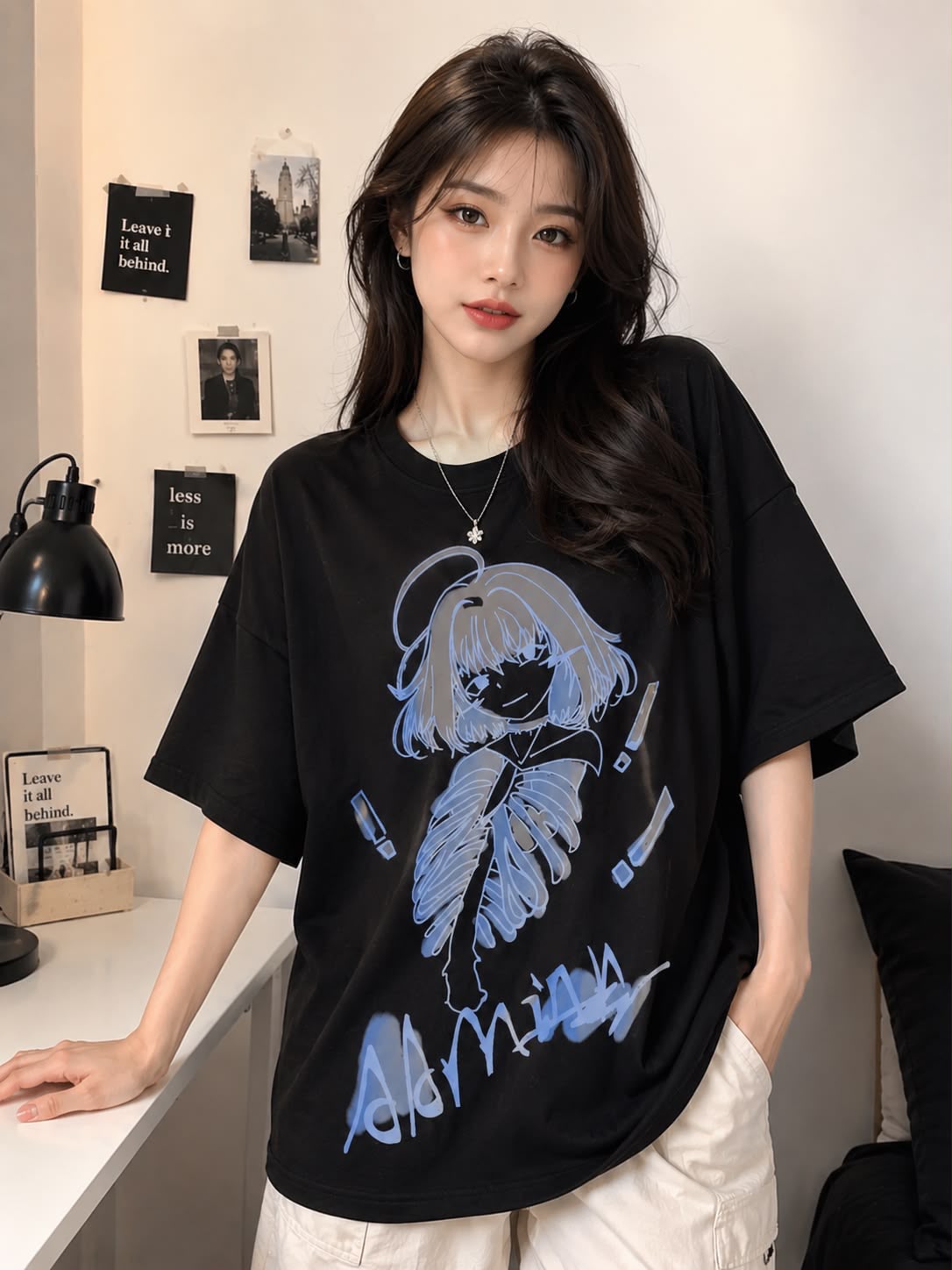 Dark Anime Grafik Baskılı Oversize T-Shirt