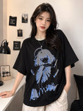 Dark Anime Grafik Baskılı Oversize T-Shirt