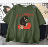 Stay Kind Baskılı Haki T-Shirt