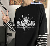 Fake Kollu Danger Day's Baskılı Oversize T-shirt