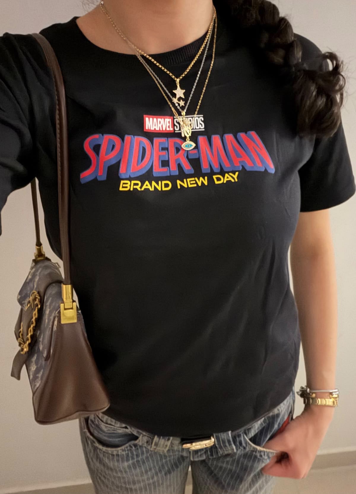 Siyah Örümcek Adam Drand New Day Baskılı T-Shirt