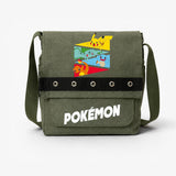 Haki Pokemon Baskılı Yuvarlak Kuşgözü Postacı Çantası