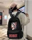 Siyah Robot Baskılı Okul,Dershane,Kurs Sırt Çantası
