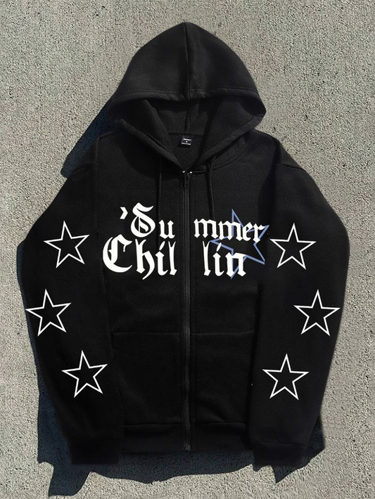 Y2K Harajuku Tarzı Baskılı Oversize Hoodie