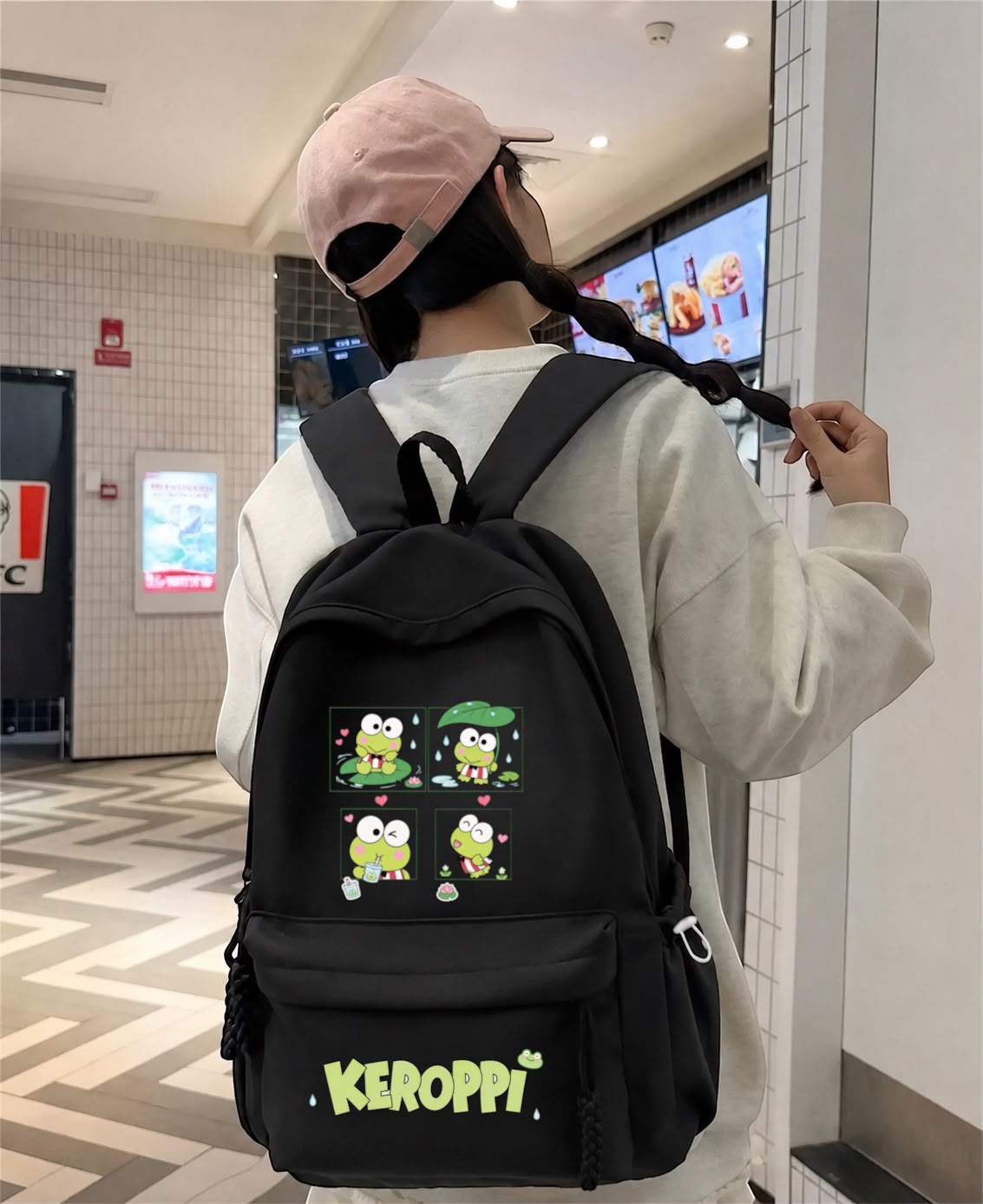 Siyah Keroppı Baskılı Okul,Dershane,Kurs Sırt Çantası